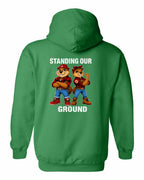Standing Our Ground Left Chest and Back Pullover Hoodie in Irish Green - back
