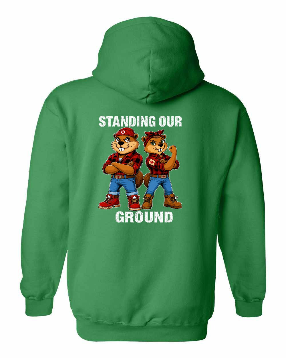 Standing Our Ground Left Chest and Back Pullover Hoodie in Irish Green - back