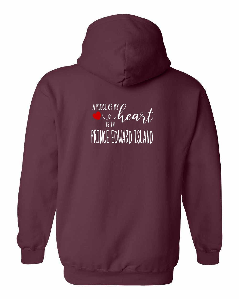 A piece of my Heart PEI red heart Left Chest and Back Pullover Hoodie - Unisex