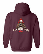 Dam Neighbours Left Chest and Back Pullover Hoodie in Maroon - back