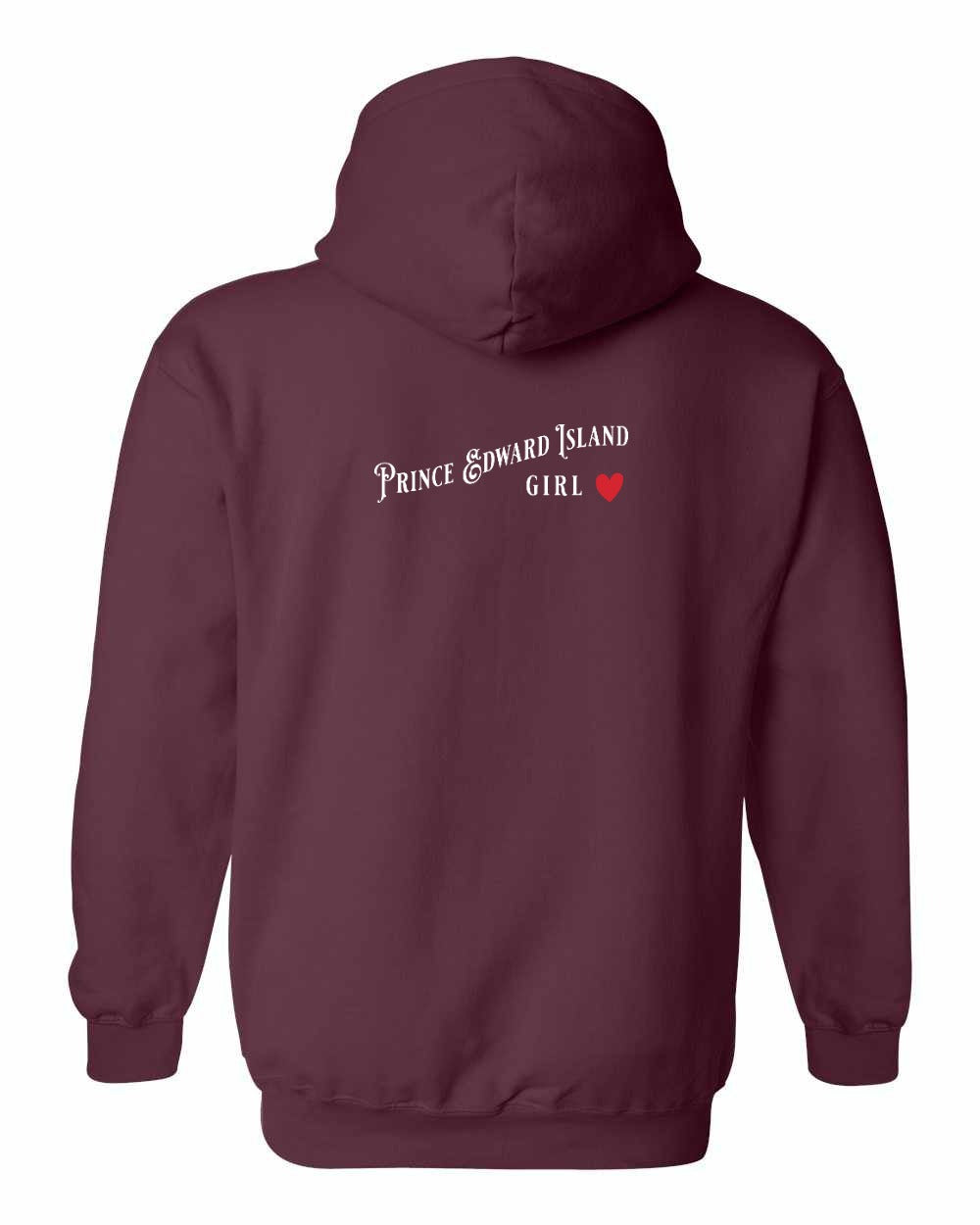 PEI Girl red heart Left Chest and Back Pullover Hoodie - Unisex