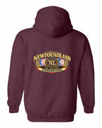 Newfoundland Thing Badge Left Chest and Back Pullover Hoodie in Maroon - back
