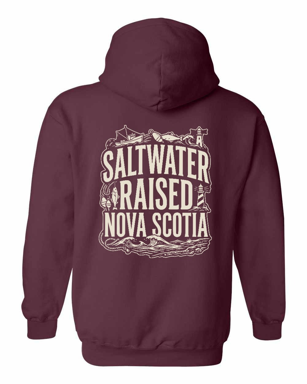 Saltwater Raised NS Folk Left Chest and Back Pullover Hoodie - Unisex