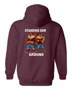 Standing Our Ground Left Chest and Back Pullover Hoodie in Maroon - back