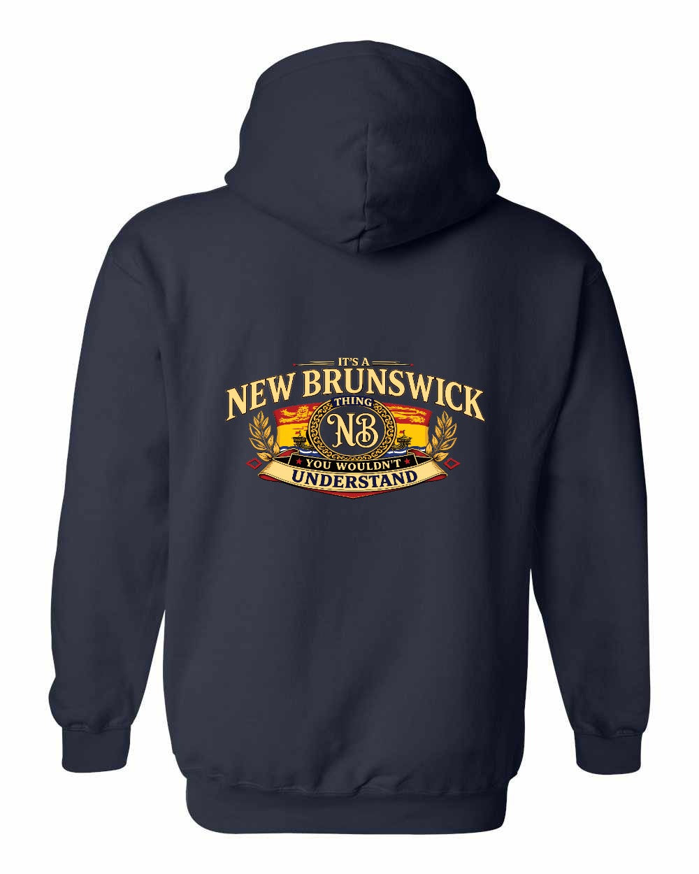 Nb Understand Left Chest and Back Pullover Hoodie in Navy - back