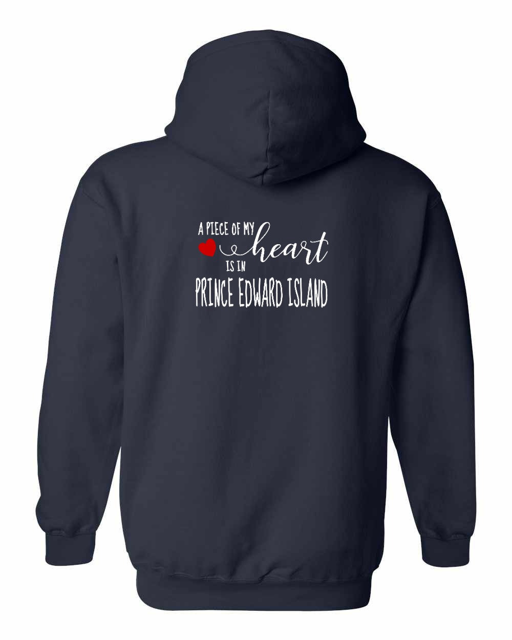 A piece of my Heart PEI red heart Left Chest and Back Pullover Hoodie - Unisex