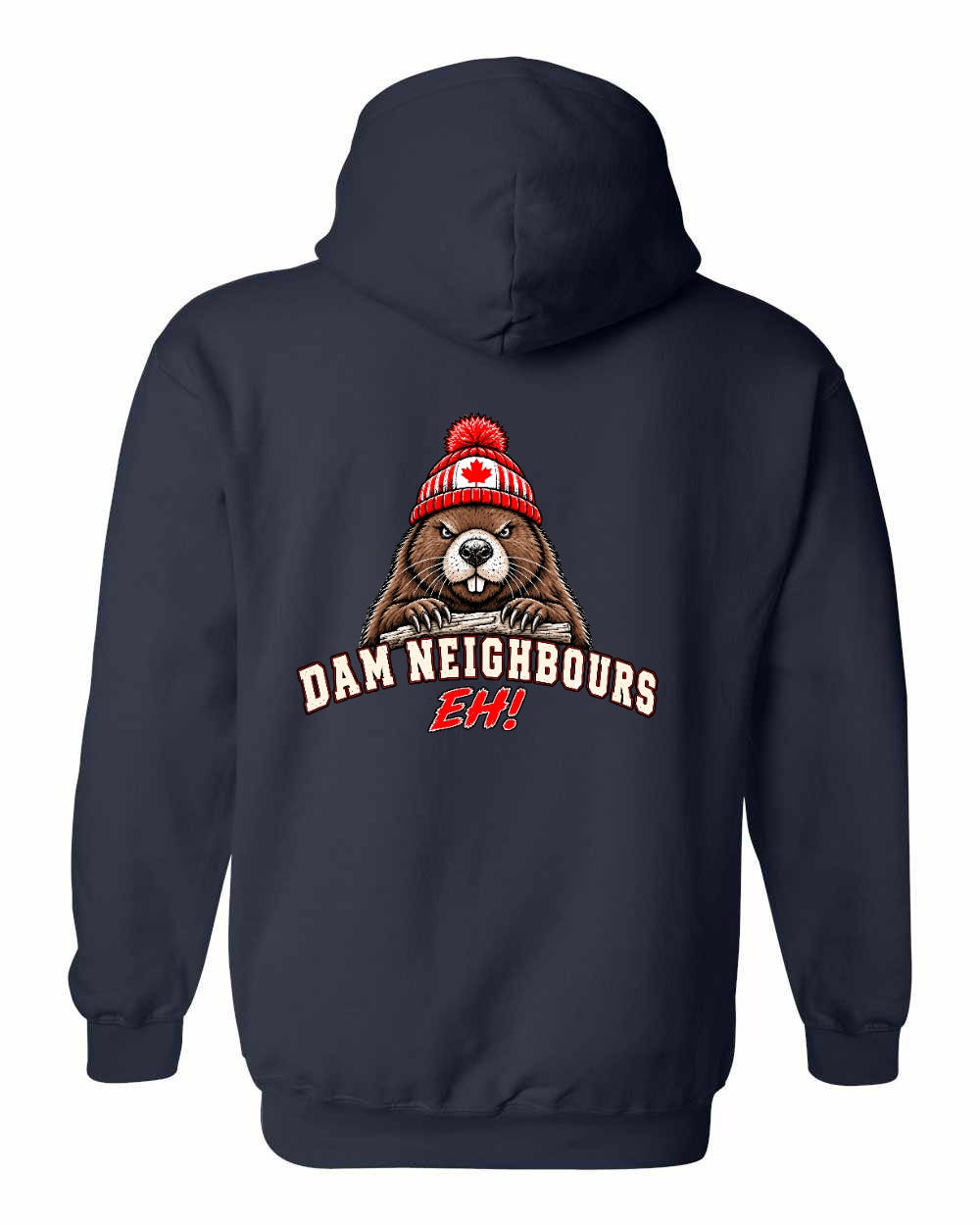 Dam Neighbours Left Chest and Back Pullover Hoodie in Navy - back