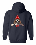 Dam Neighbours Left Chest and Back Pullover Hoodie in Navy - back