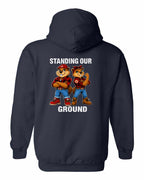 Standing Our Ground Left Chest and Back Pullover Hoodie in Navy - back