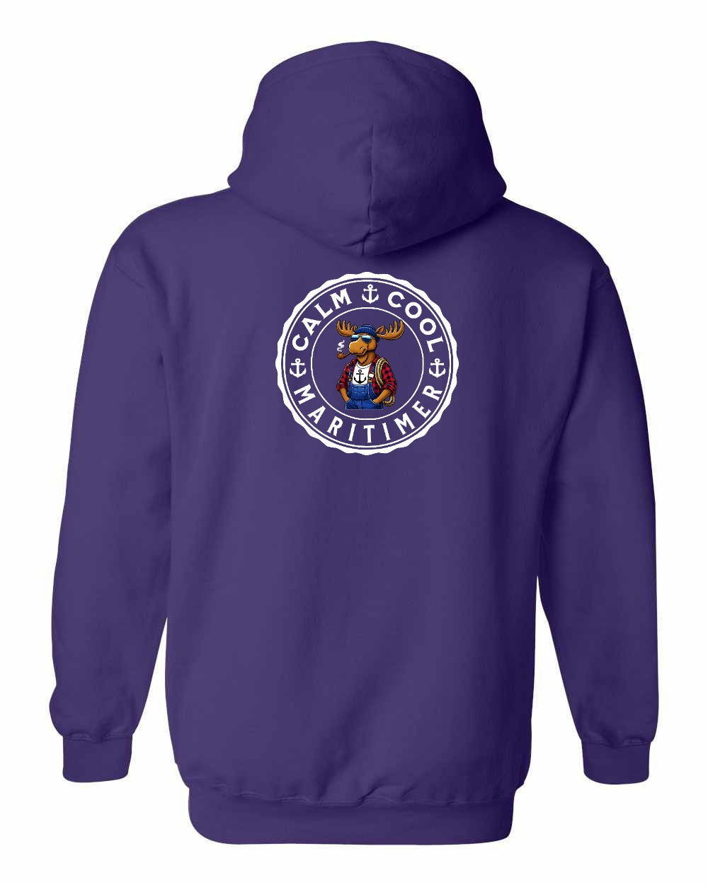 Calm Cool Maritimer Moose Left Chest & Back Pullover Hoodie - Unisex