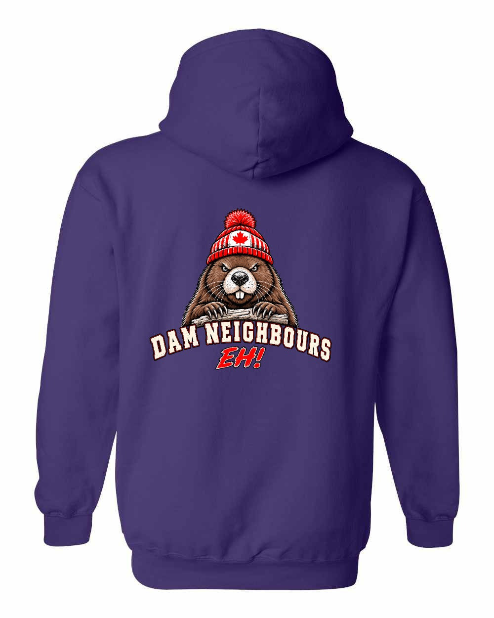 Dam Neighbours Left Chest and Back Pullover Hoodie in Purple - back