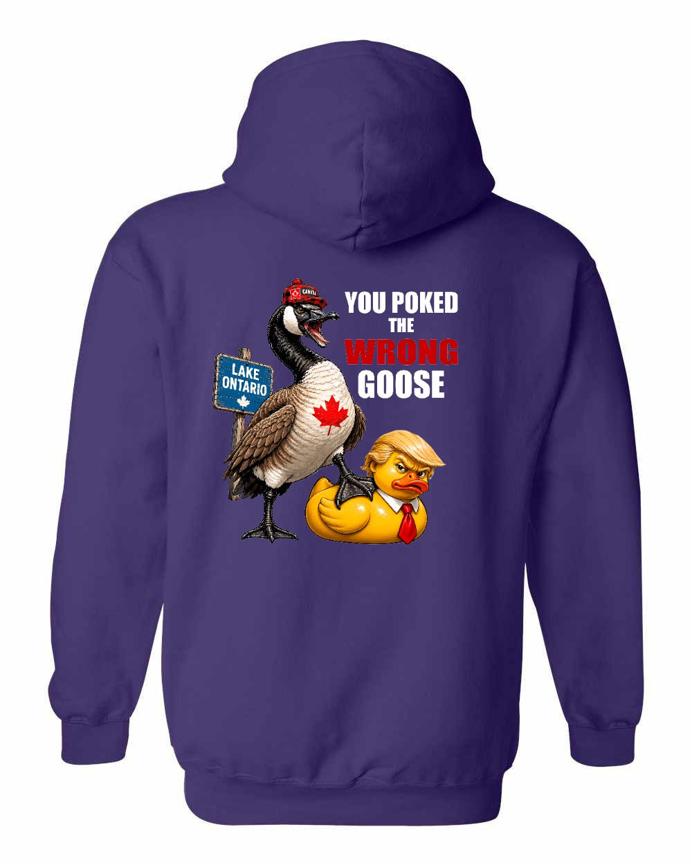 Poked the Wrong Goose Left Chest and Back Pullover Hoodie in Purple - back