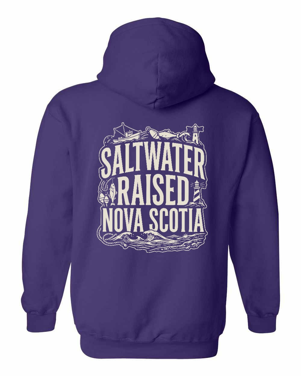 Saltwater Raised NS Folk Left Chest and Back Pullover Hoodie - Unisex