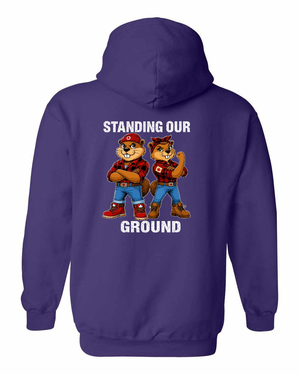 Standing Our Ground Left Chest and Back Pullover Hoodie in Purple - back
