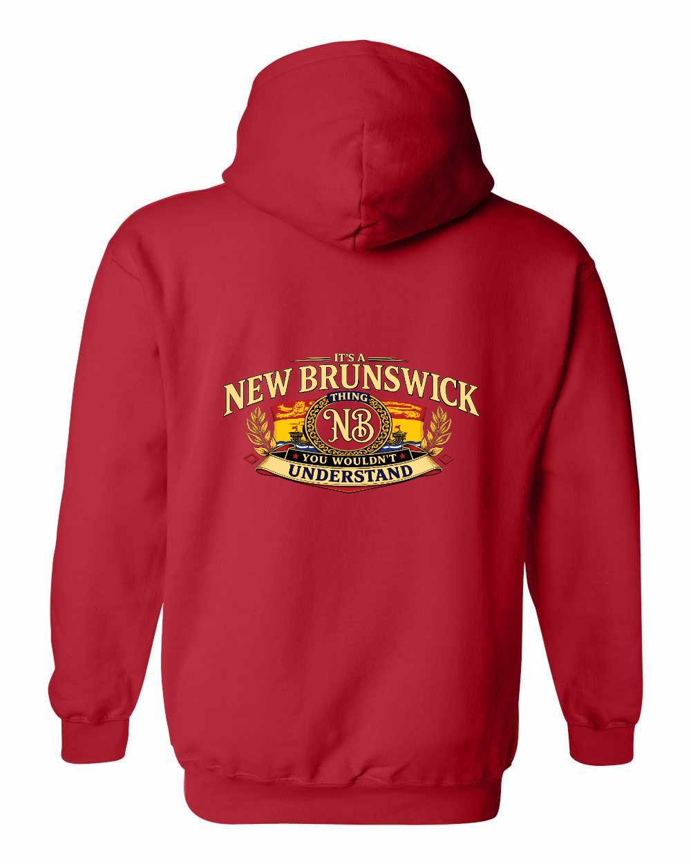 Nb Understand Left Chest and Back Pullover Hoodie in Red - back