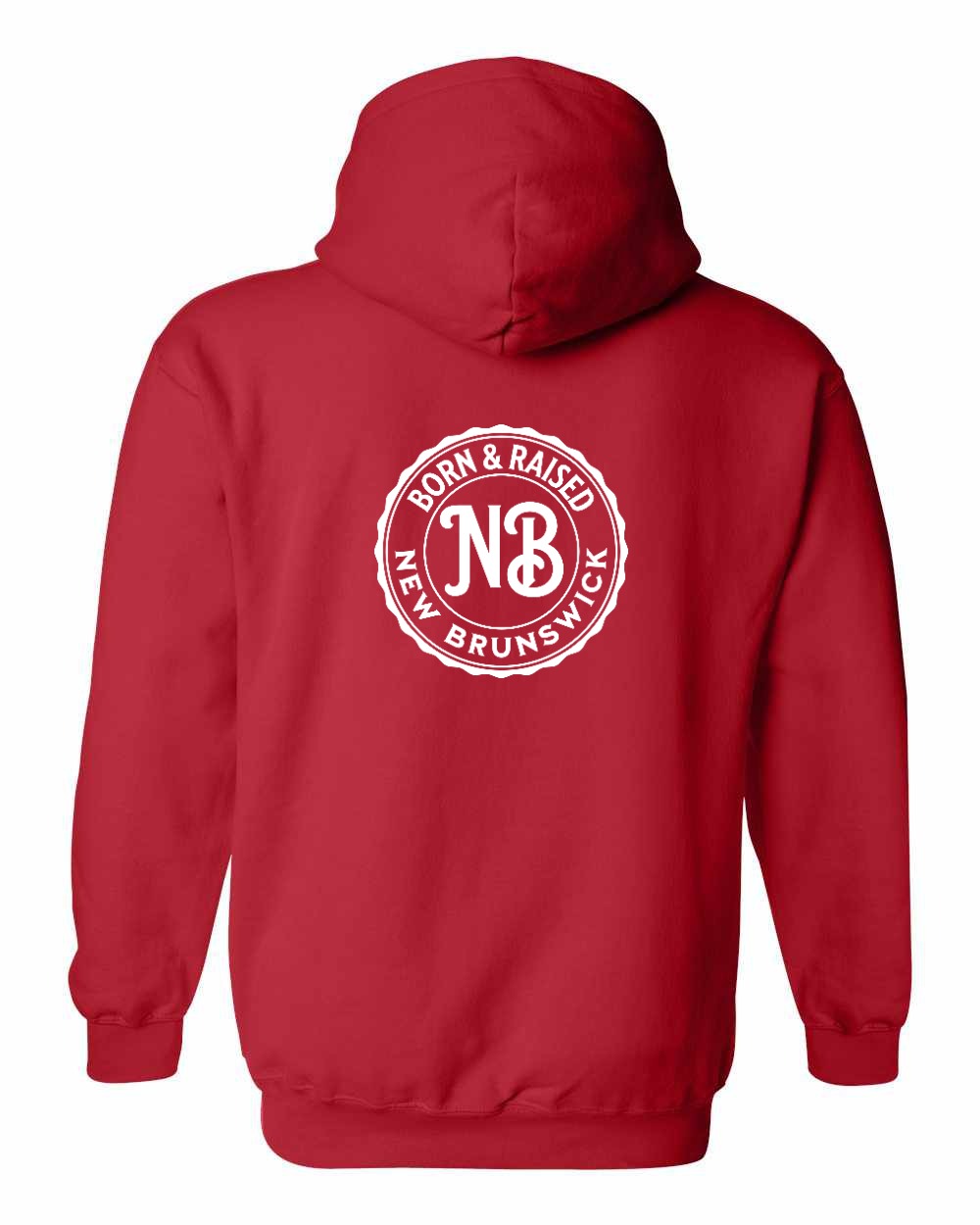 Born & Raised in NB Pullover Hoodie Left Chest and Back - Unisex