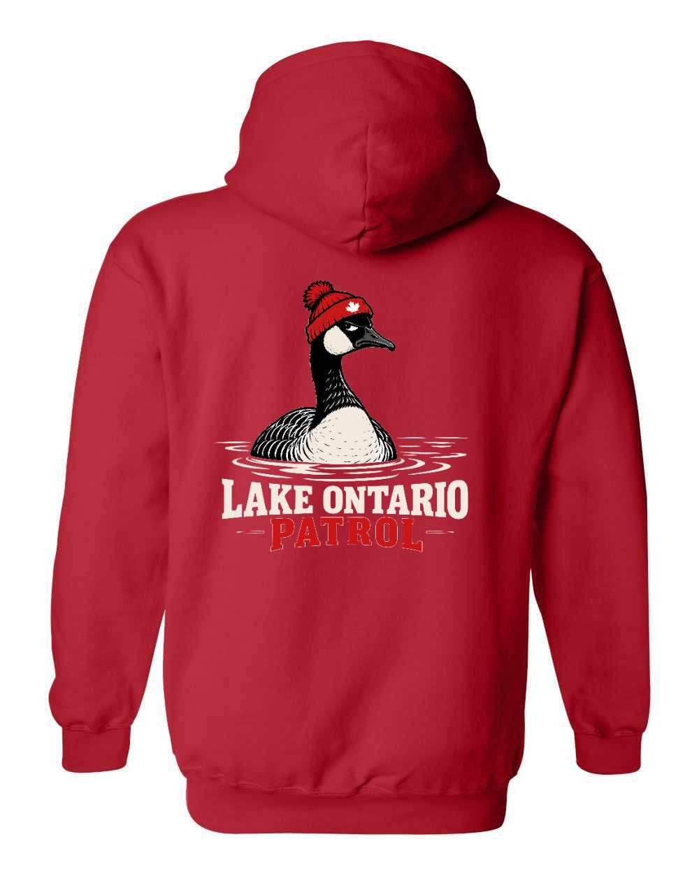 Lake Patrol Left Chest and Back Pullover Hoodie in Red - back