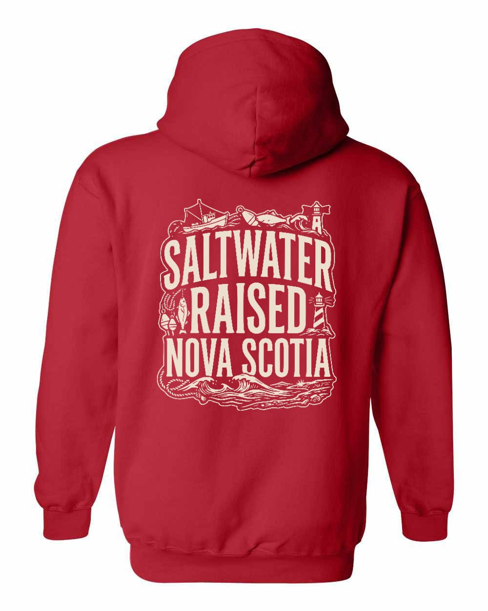 Saltwater Raised NS Folk Left Chest and Back Pullover Hoodie - Unisex