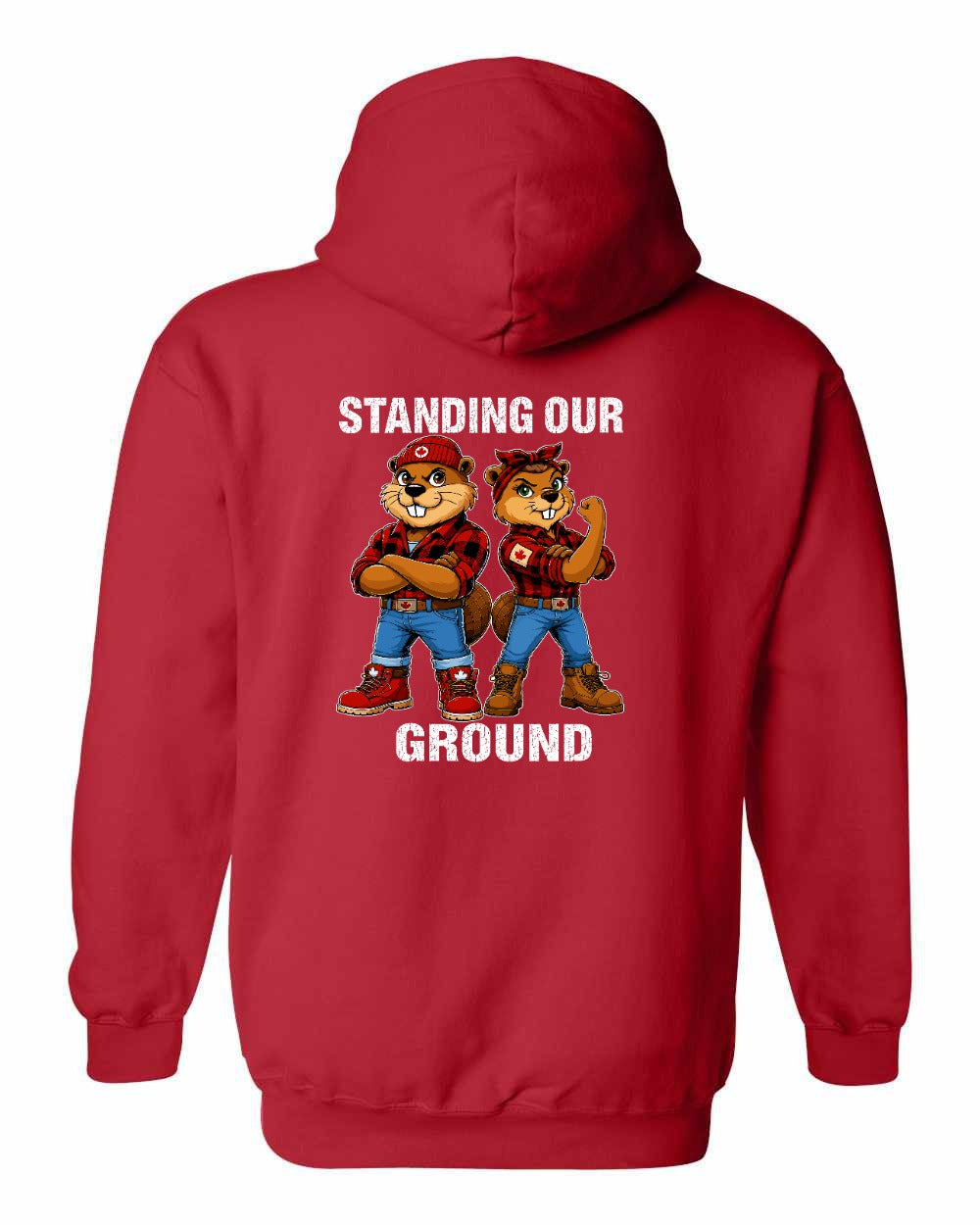 Standing Our Ground Left Chest and Back Pullover Hoodie in Red - back