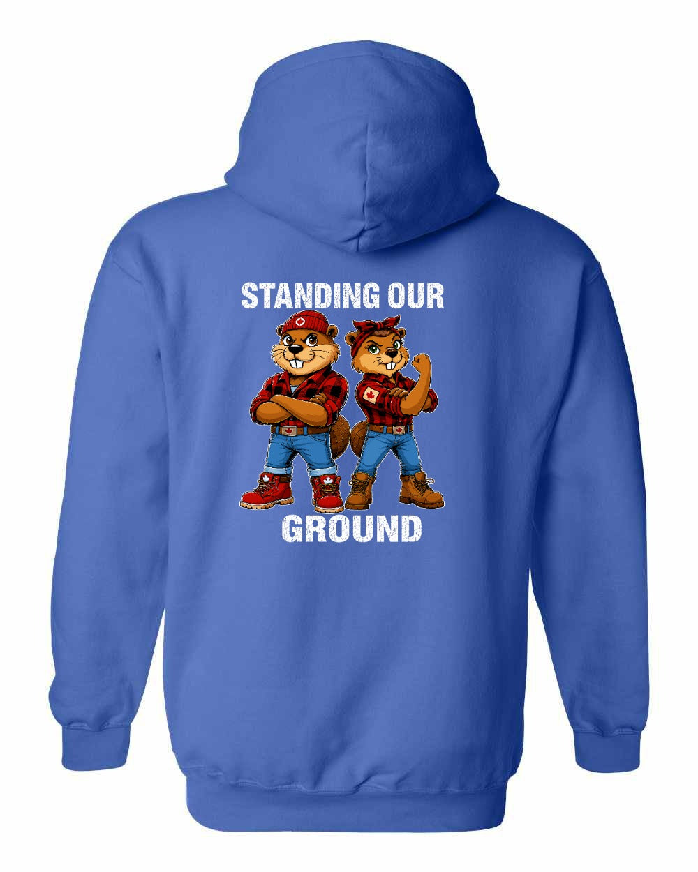 Standing Our Ground Left Chest and Back Pullover Hoodie in Royal - back