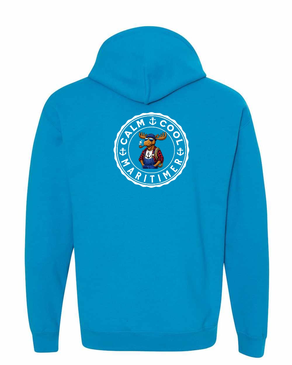 Calm Cool Maritimer Moose Left Chest & Back Pullover Hoodie - Unisex