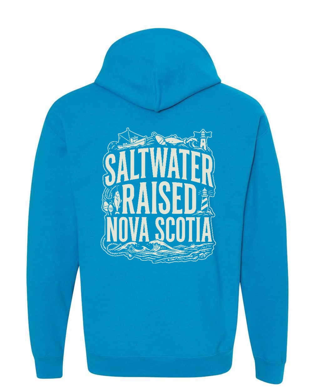 Saltwater Raised NS Folk Left Chest and Back Pullover Hoodie - Unisex