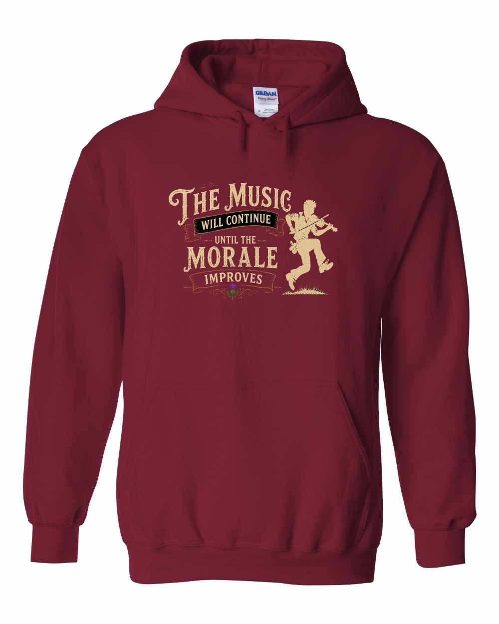 Muisic Will Continue Fiddle Pullover Hoodie in Cardinal Red