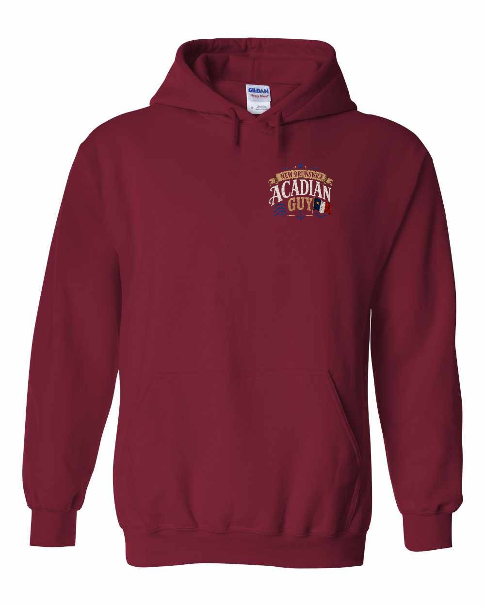 New Brunswick Guy Left Chest Pullover Hoodie in Cardinal Red