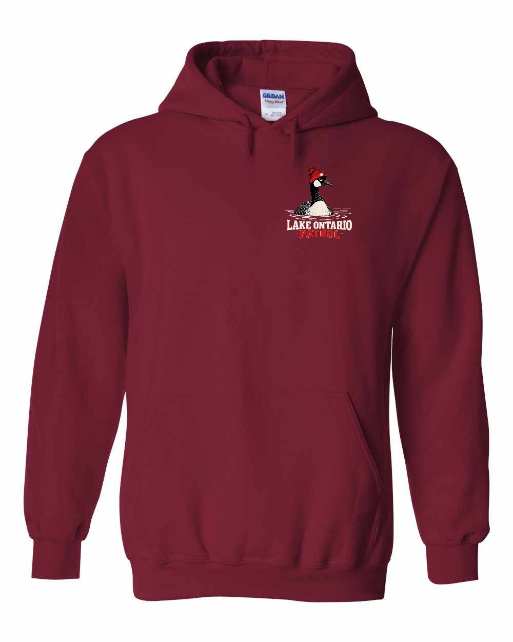 Lake Patrol Left Chest and Back Pullover Hoodie in Cardinal Red