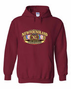 Newfoundland Thing Badge Full Front Pullover Hoodie in Cardinal Red