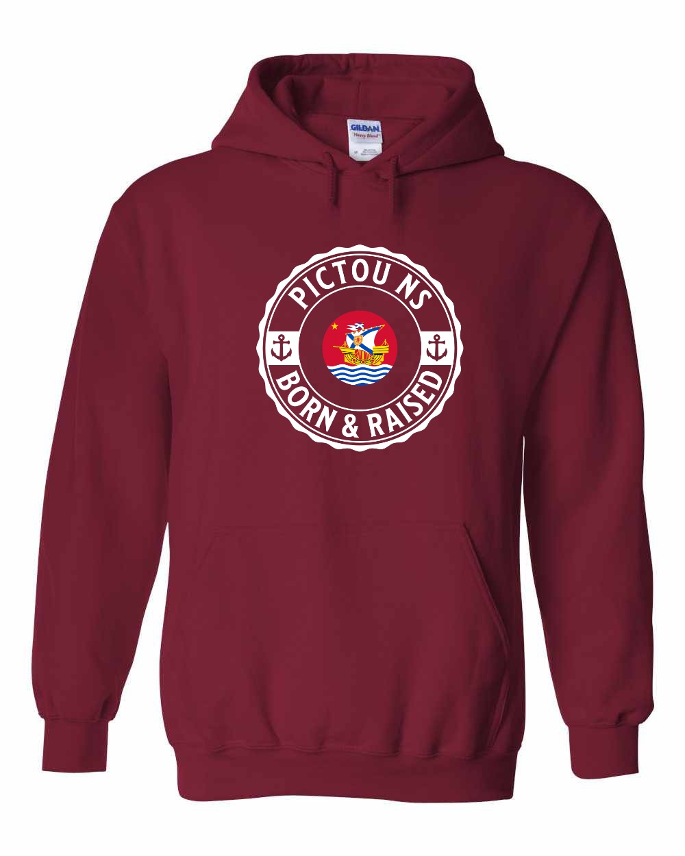 Pictou Born Raised Pullover Hoodie in Cardinal Red