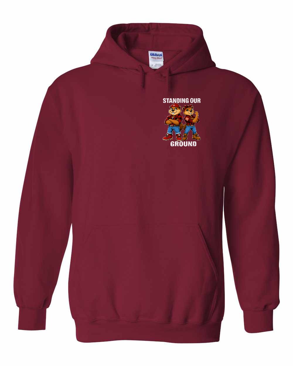 Standing Our Ground Left Chest and Back Pullover Hoodie in Cardinal Red