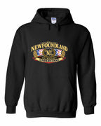 Newfoundland Thing Badge Full Front Pullover Hoodie in Black