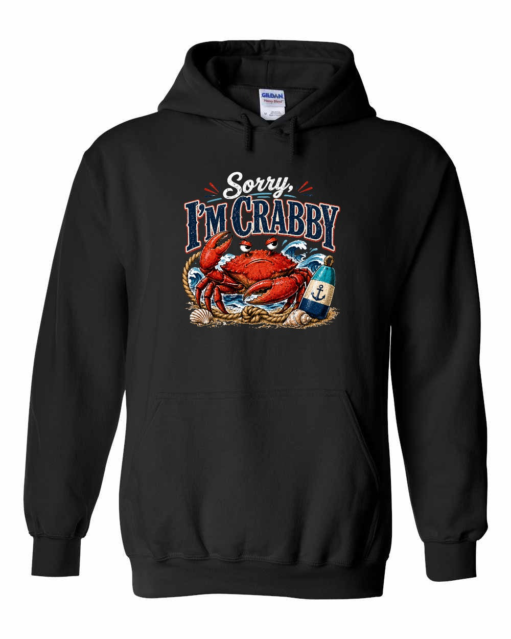 Sorry Im Crabby Pullover Hoodie in Black