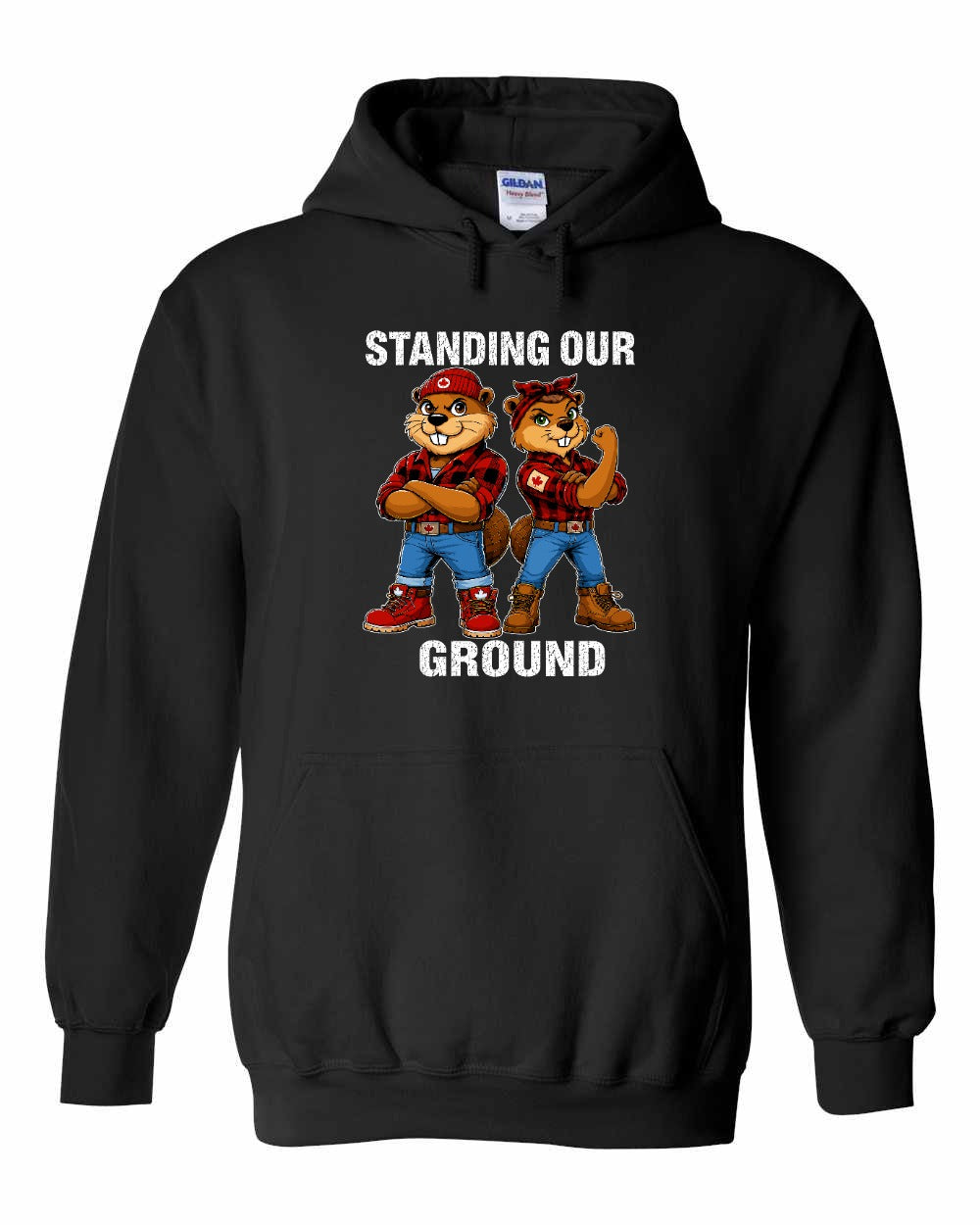 Standing Our Ground Full Front Pullover Hoodie in Black