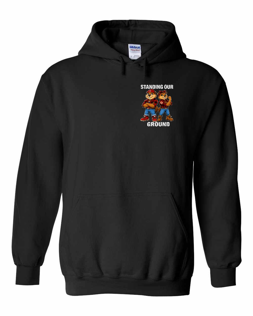 Standing Our Ground Left Chest and Back Pullover Hoodie in Black
