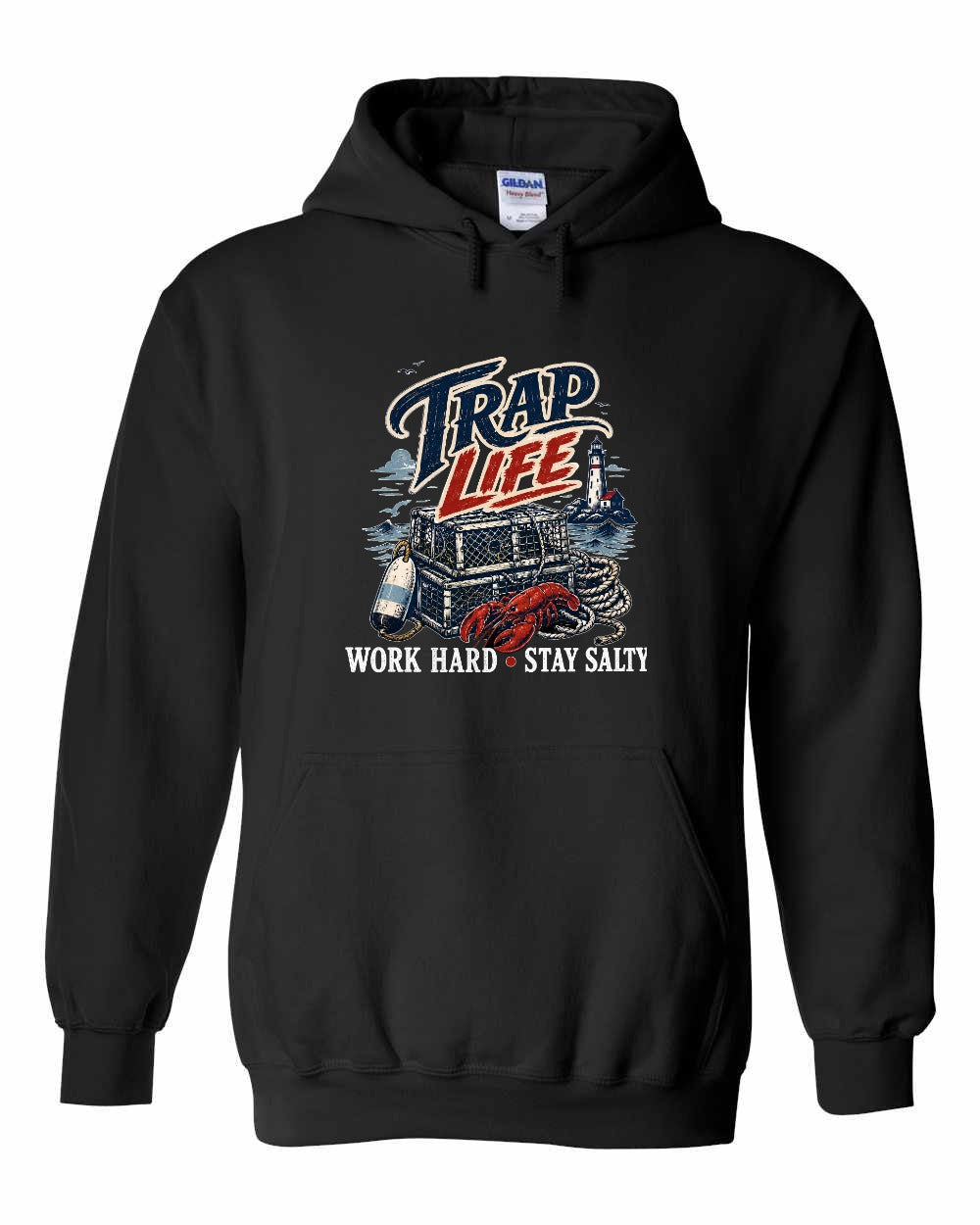 Trap Life Pullover Hoodie in Black