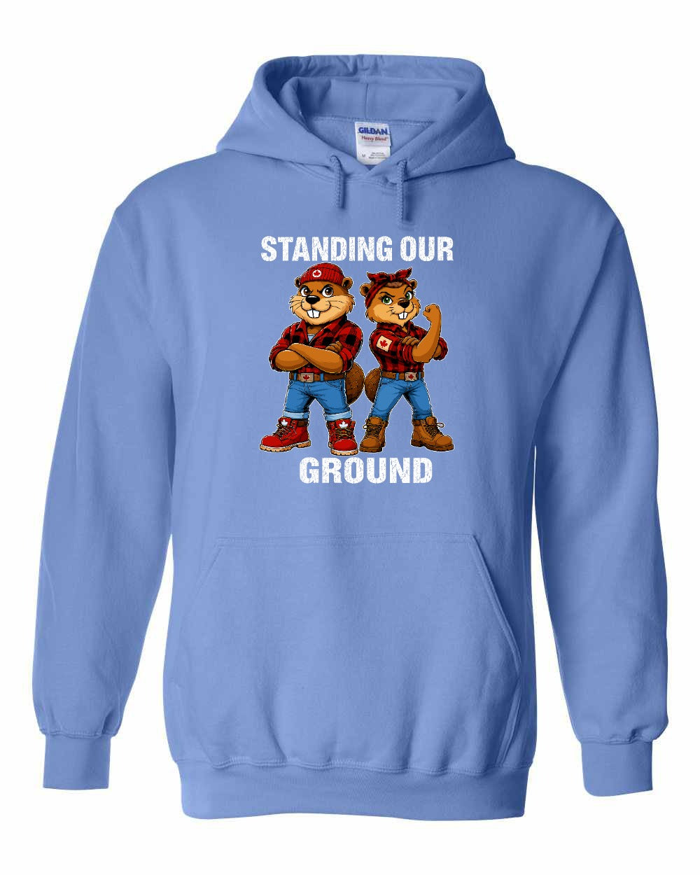 Standing Our Ground Full Front Pullover Hoodie in Carolina Blue