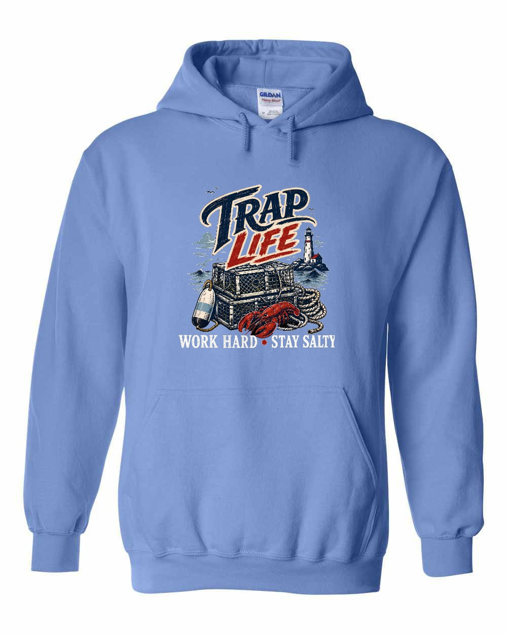 Trap Life Pullover Hoodie in Carolina Blue