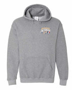 Newfoundland Acadian Girl Left Chest Pullover Hoodie in Graphite Heather