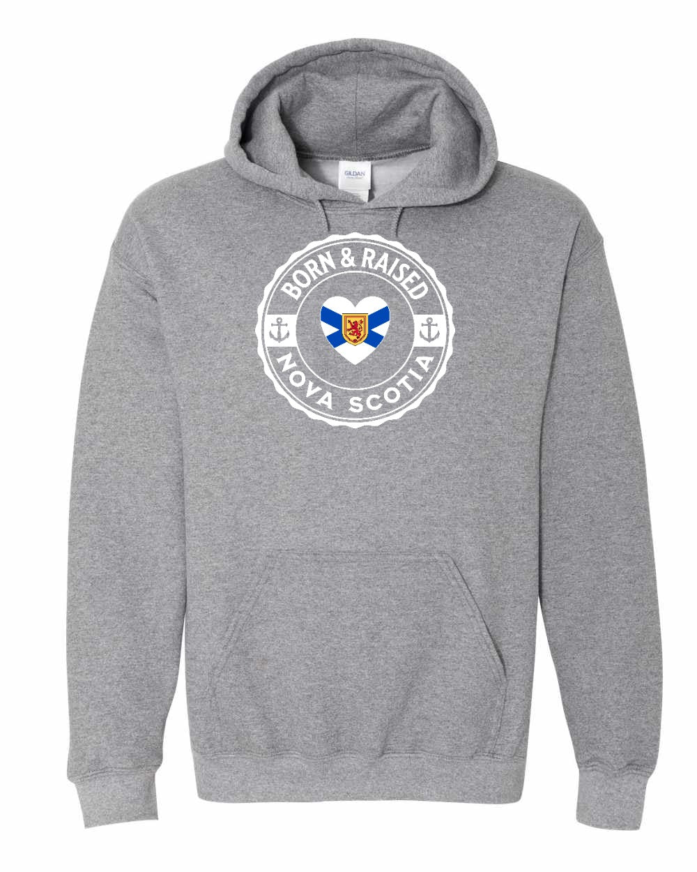 Born and Raised NS Heart Flag Pullover Hoodie - Unisex
