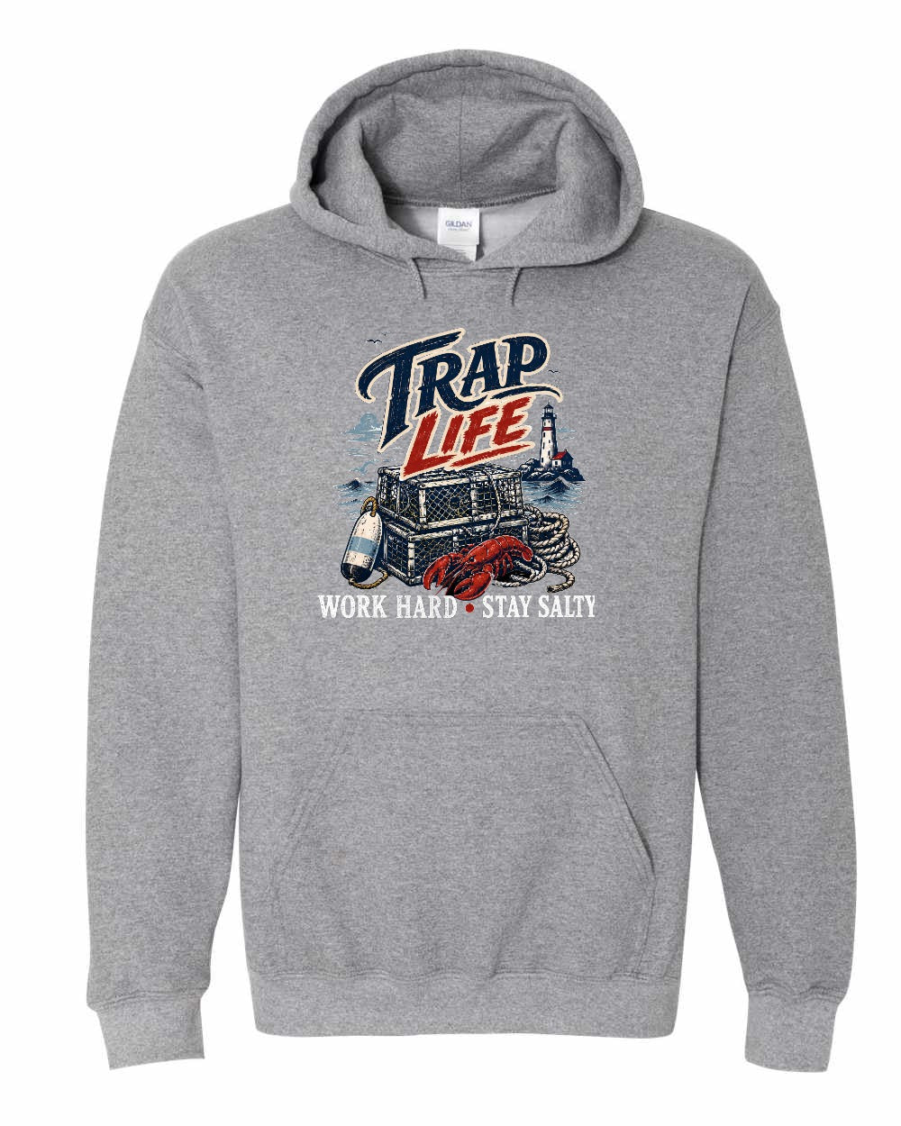 Trap Life Pullover Hoodie in Graphite Heather