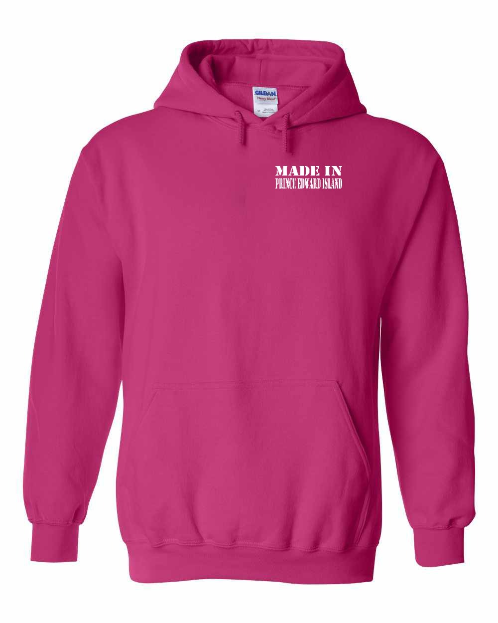 Made in PEI White Lettering Left Chest pullover hoodie - Unisex