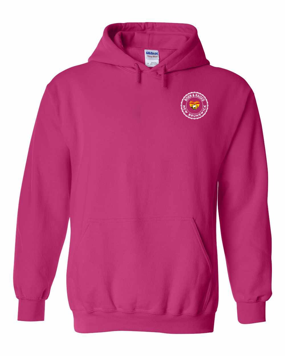 Born and Raised NB Heart Flag Left Chest & Back Pullover Hoodie - Unisex