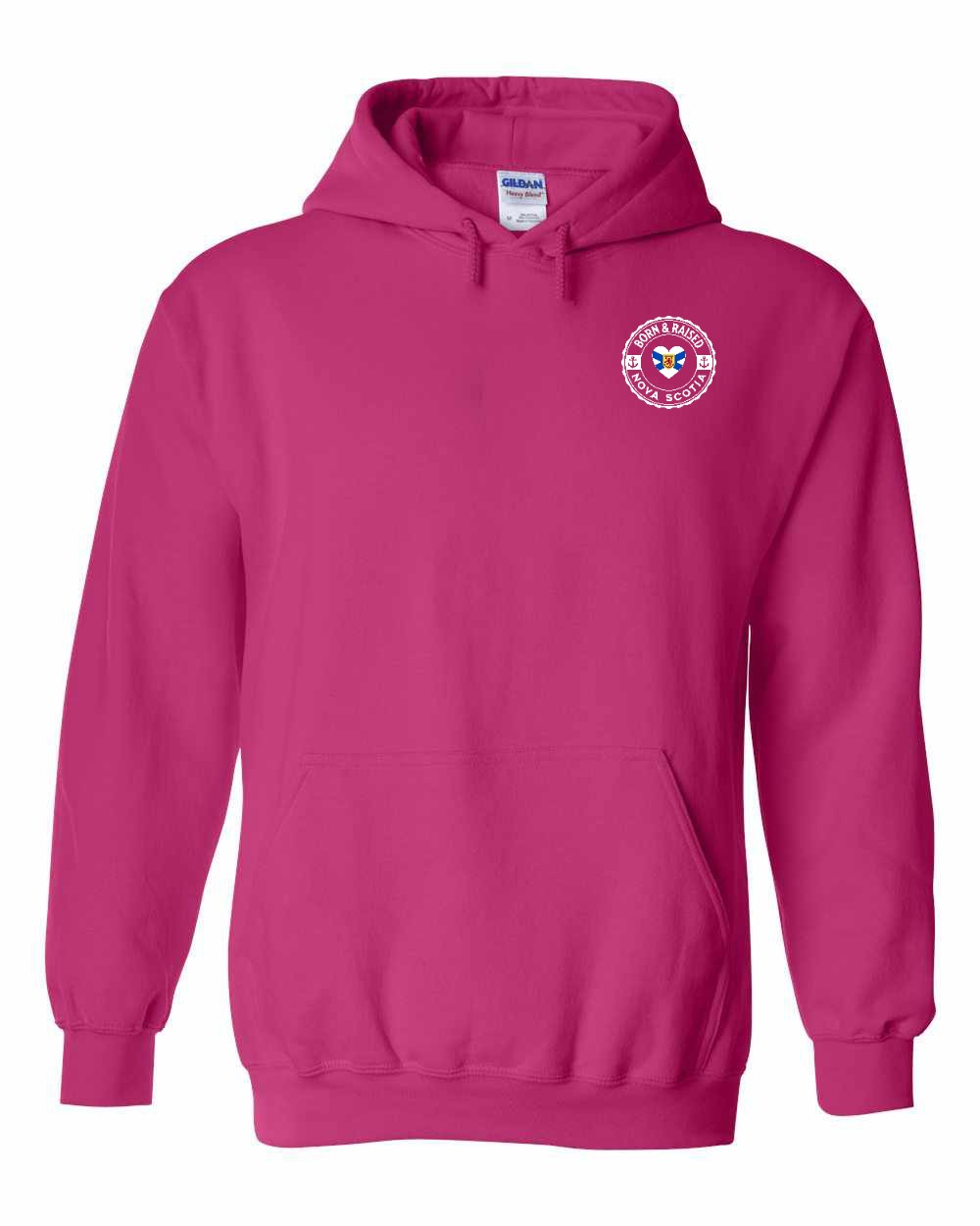 Born and Raised NS Heart Flag Left Chest Pullover Hoodie - Unisex