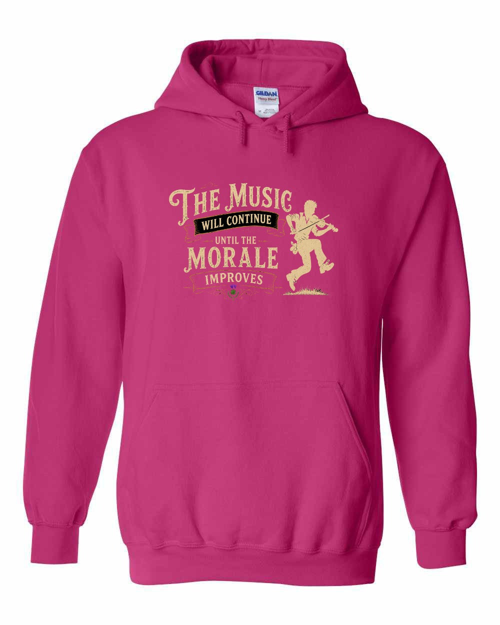 Muisic Will Continue Fiddle Pullover Hoodie in Heliconia Pink