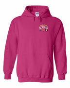 New Brunswick Guy Left Chest Pullover Hoodie in Heliconia Pink