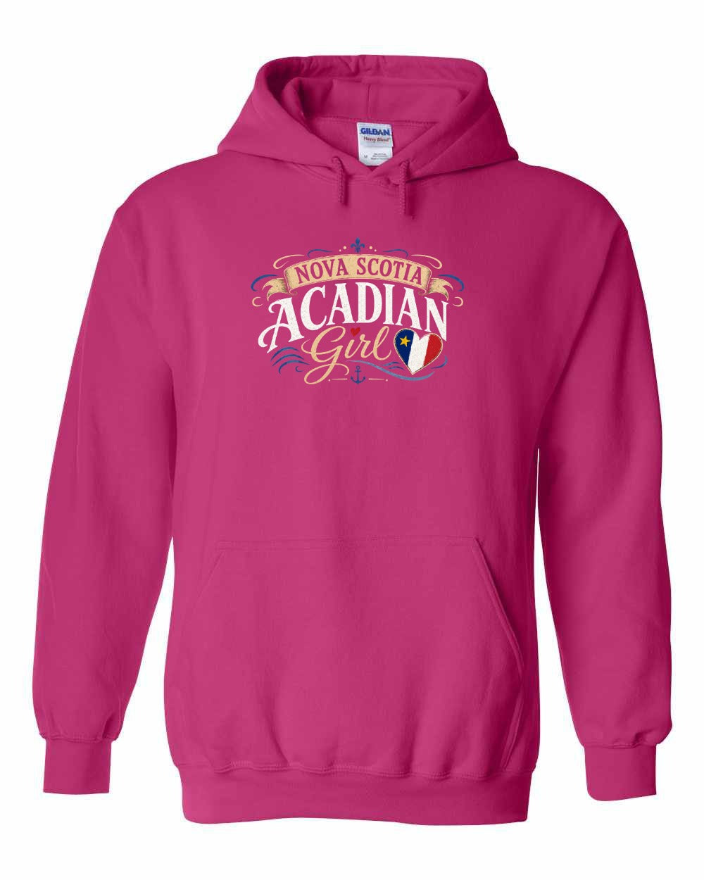Nova Scotia Girl Garment Pullover Hoodie in Heliconia Pink