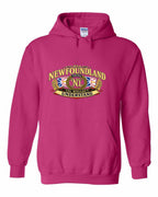 Newfoundland Thing Badge Full Front Pullover Hoodie in Heliconia Pink