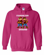 Standing Our Ground Full Front Pullover Hoodie in Heliconia Pink